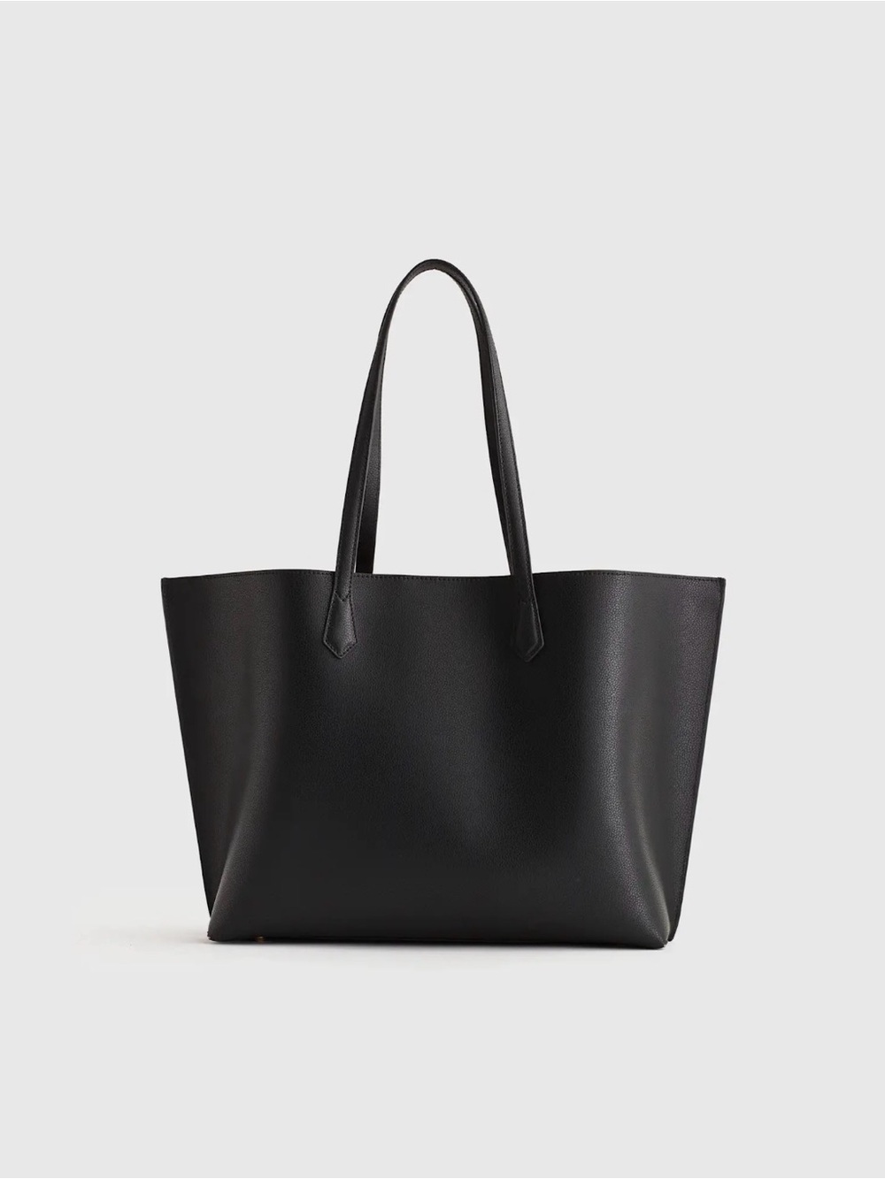 Quince Italian Leather Triple Compartment Shopper Tote Black NWT